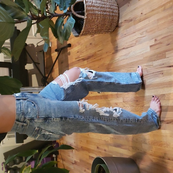 American eagle baggy ripped jeans sz 0 NWOT - Picture 3 of 11